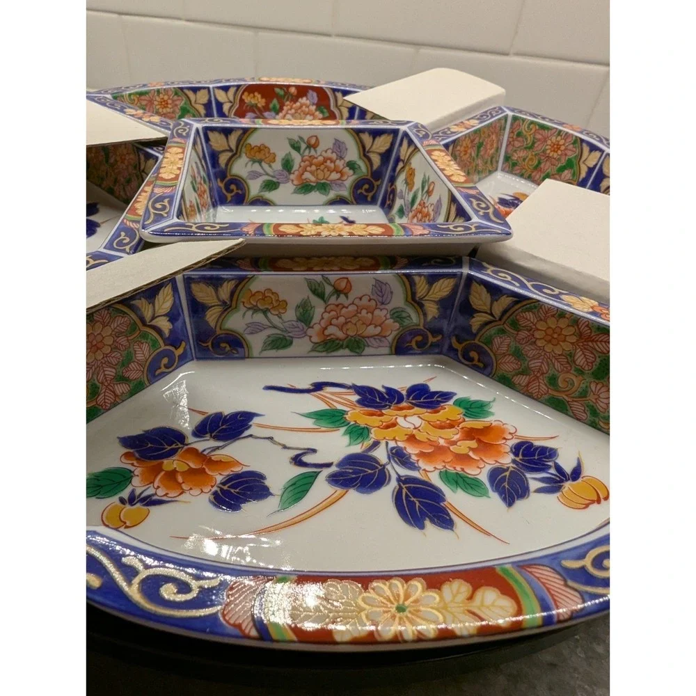 Vtg‎ Dynasty Imari Divided Appetizer Revolving Lazy Susan 5 Section Japan, BNIB